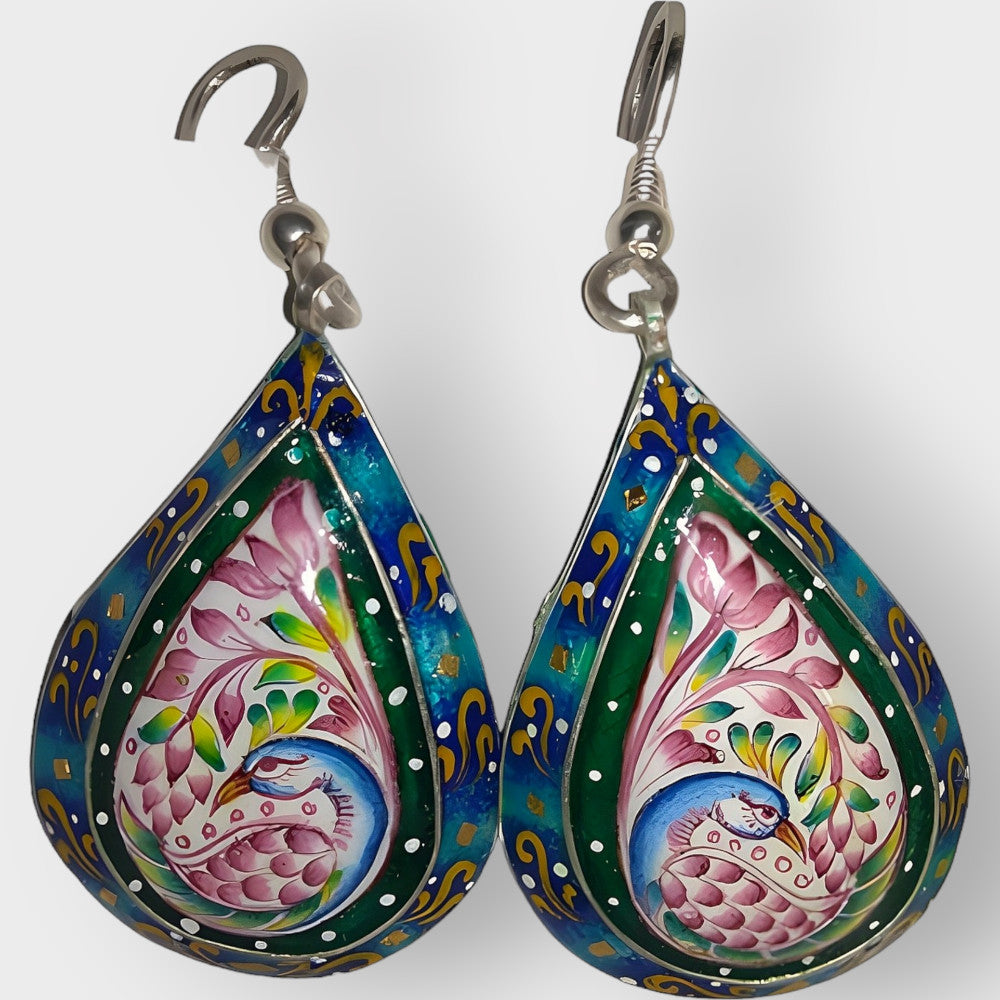 Coloruful Earrings Gulabi Meenakari Art