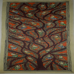 Colourful Birds On A tree Madhubhani Painting
