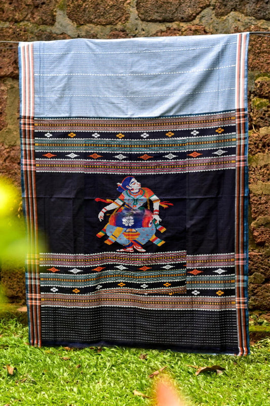 Colourful Grey Odisha Dancer Prints Dhalapathar Saree