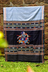 Colourful Grey Odisha Dancer Prints Dhalapathar Saree