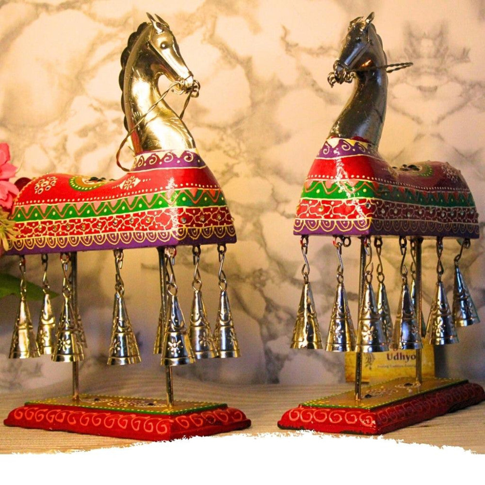 Colourful Metal Horse With Bells