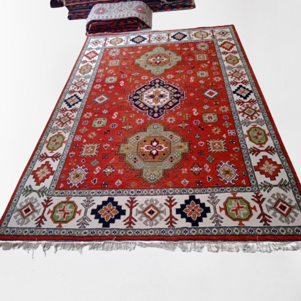 Colourful Orange Handmade Badohi Carpet