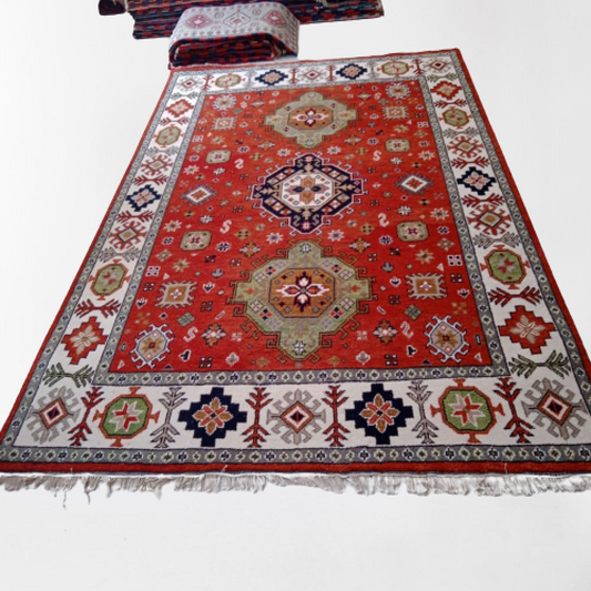 Colourful Orange Handmade Badohi Carpet