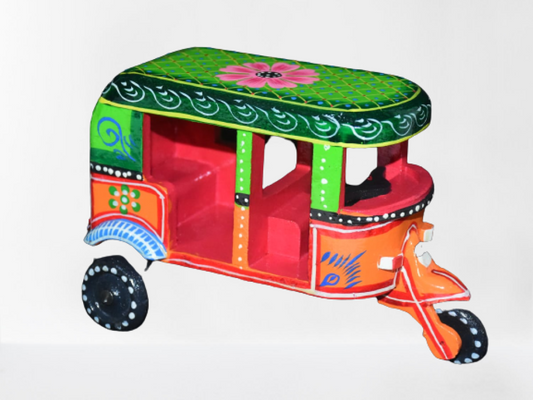 Colourful Pink & Green Wooden Autorickshaw