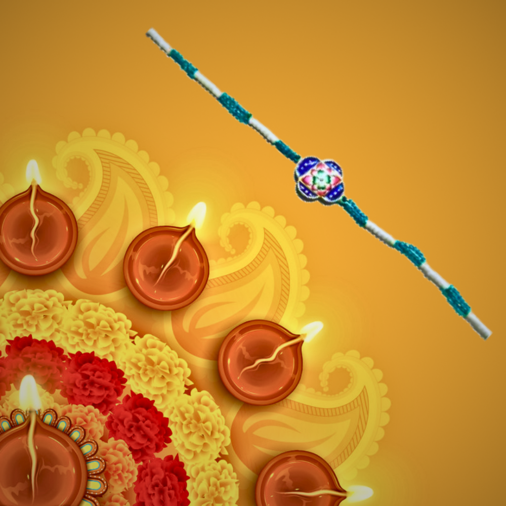 Colourful Silver Gulabi Meenakari Rakhi