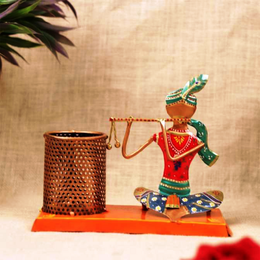 Colourful Sitting Krishna Pen Stand
