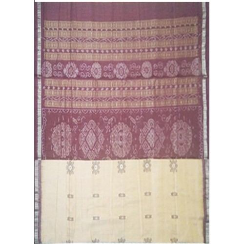 Cotton Maroon and Cream Pattern of Orissa Bomkai Saree & Fabrics