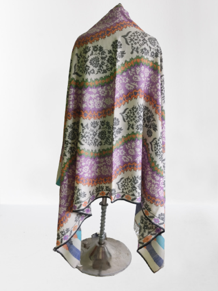 Cream Based Multicolour Floral Design Kani Shawl