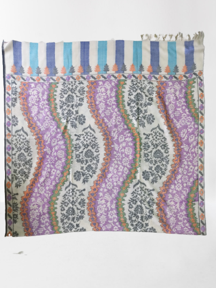 Cream Based Multicolour Floral Design Kani Shawl