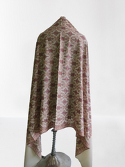 Cream & Pink Floral Prints Kani Shawl