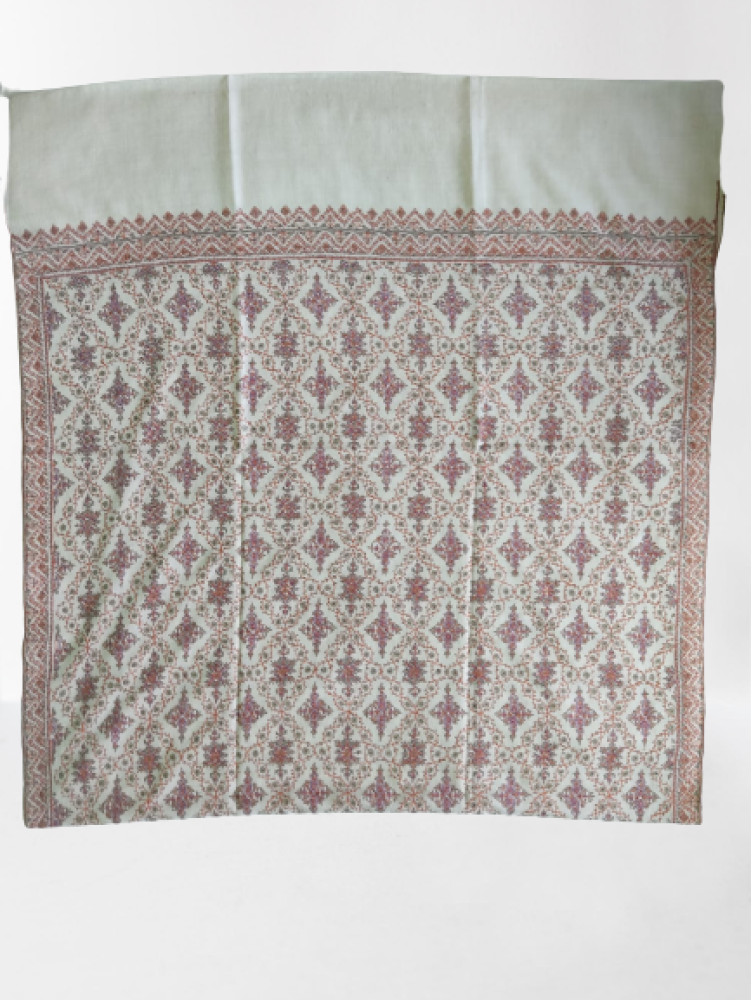 Cream & Pink Floral Prints Kani Shawl