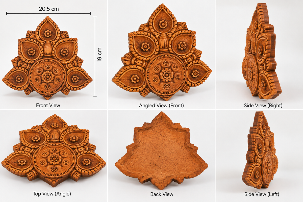 Handmade Terracotta Diwali Navaratri Diya with 5 Diya's (VI)