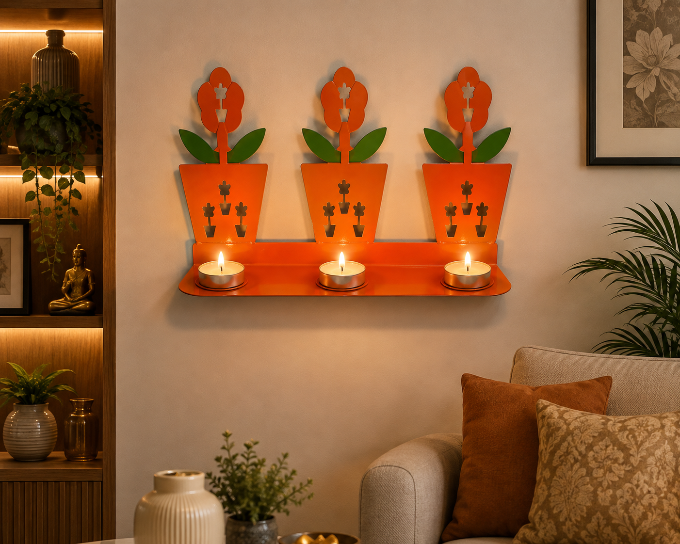Hanging Iron Stand Three diyas