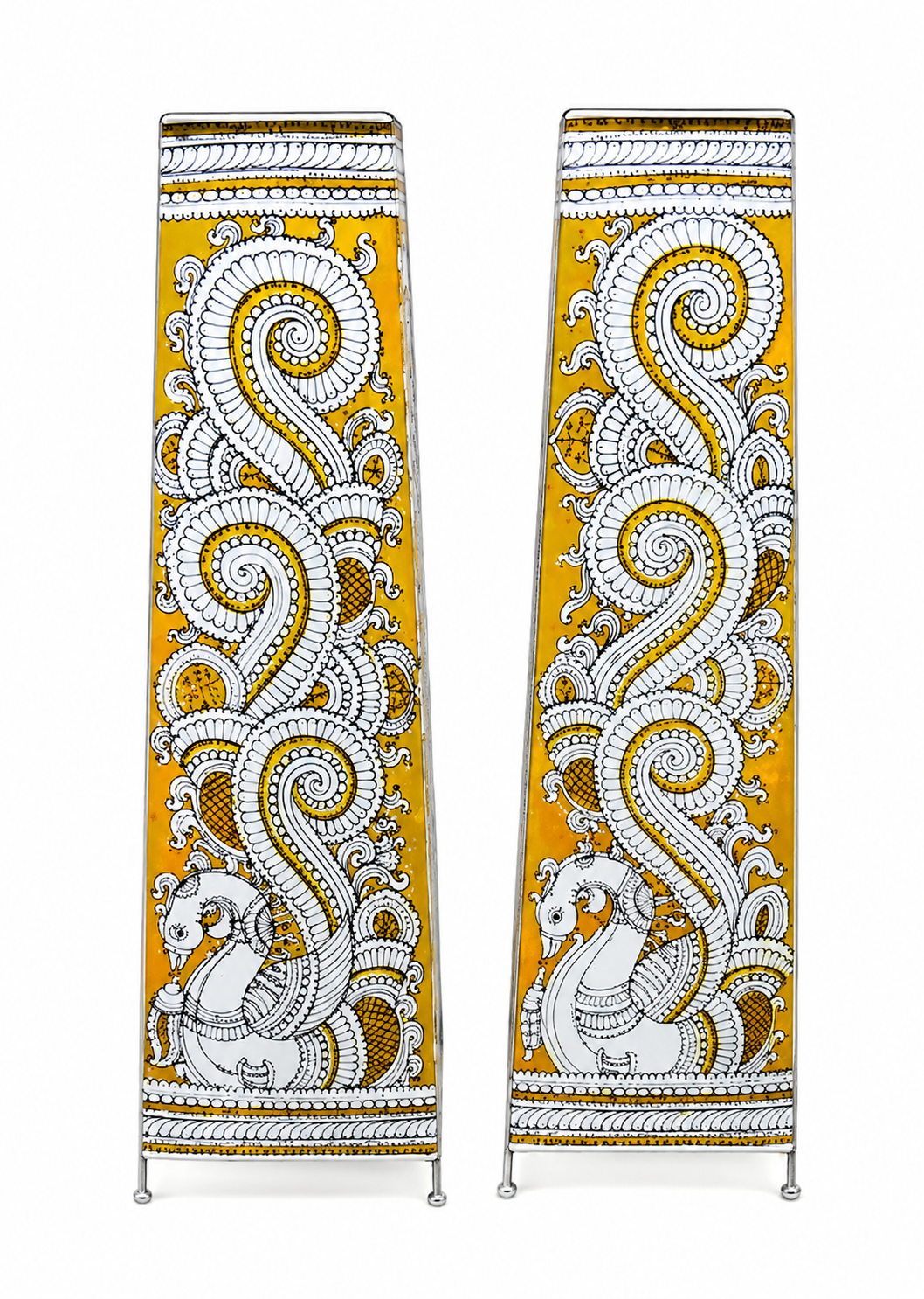 Andhra Pradesh Leather Puppetry Designer Decorative Showpiece Lamp (Set of 2)