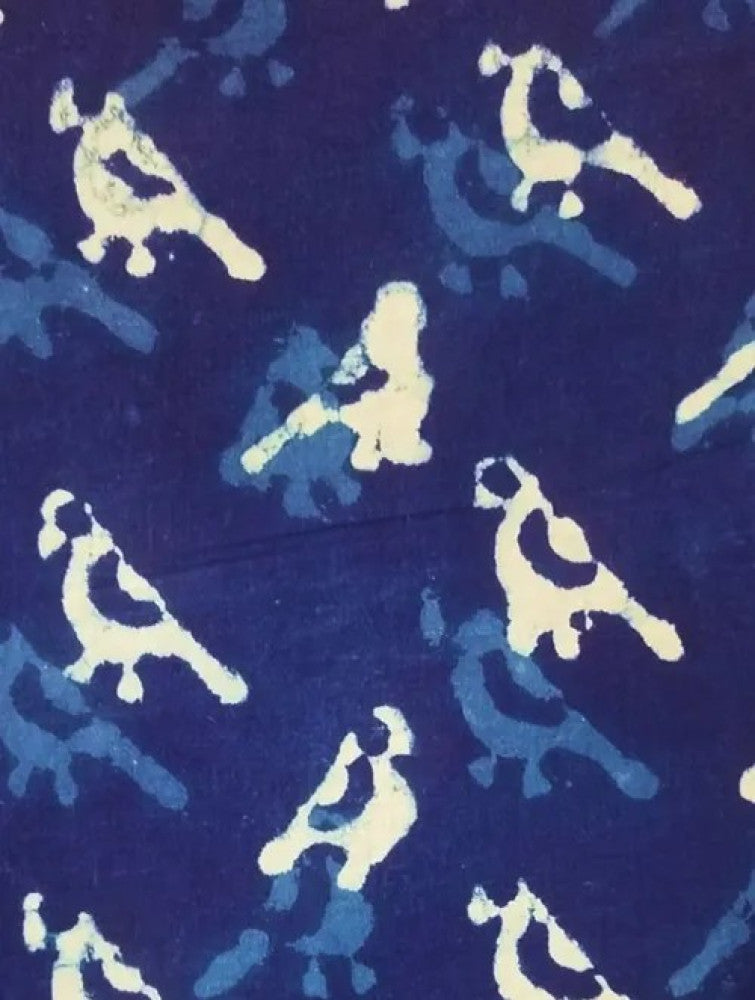 Dabu Block Printed Cotton Men's Half Sleeves Shirt - Indigo Blue