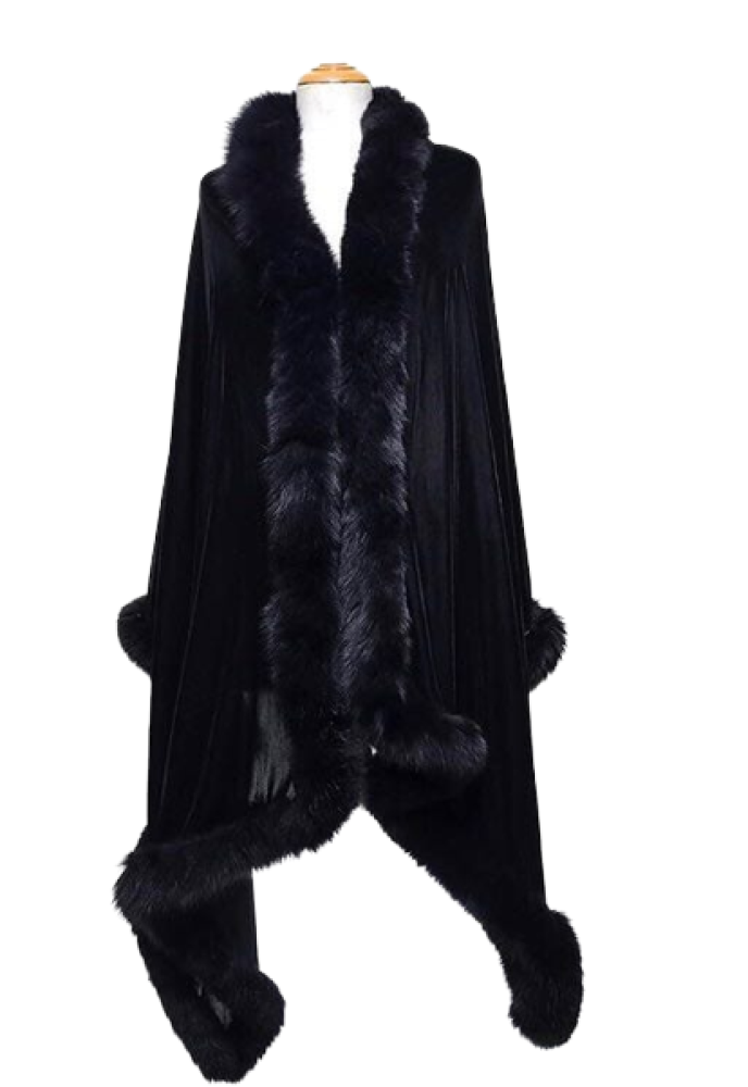 Dashing Black With Fur Pashmina Stole