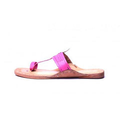 Beautiful Handicraft Latest Kolhapuri Chappals Design In Pink Colour For Comfort Wear