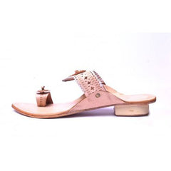 Beautiful Handicraft Trendy Look Kolhapuri Chappals Design In Golden Colour For Women