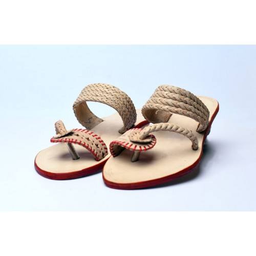 Handicraft Kolhapuri Chappals Light Brown For Women