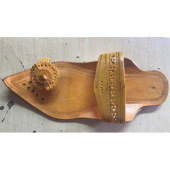 Handicraft Trendy Look Kolhapuri Chappals Design In Golden Colour For Women