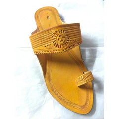 Handicraft Trendy Look Kolhapuri Chappals Design In Yellow Colour For Women