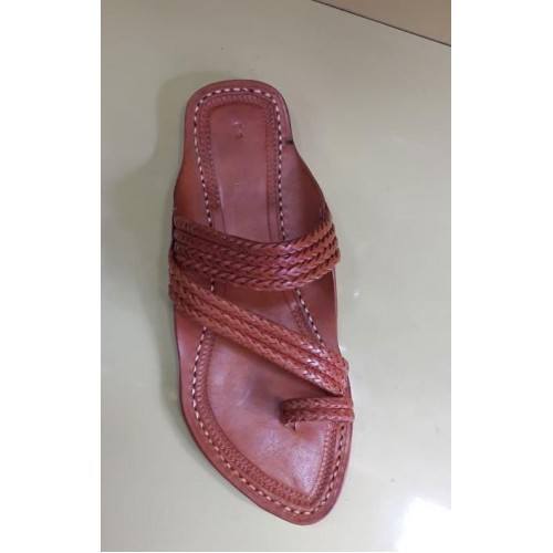 Elegant Handicraft Trendy Look Kolhapuri Chappals Design In Attractive Red Colour For Women