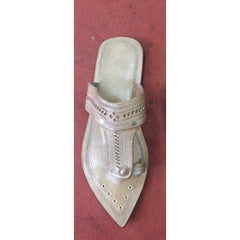 Authentic Handicraft Trendy Look Kolhapuri Chappals Design In Beige Colour For Women