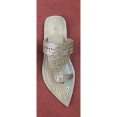 Latest Handicraft Trendy Look Kolhapuri Chappals Design In Beige Colour For Women