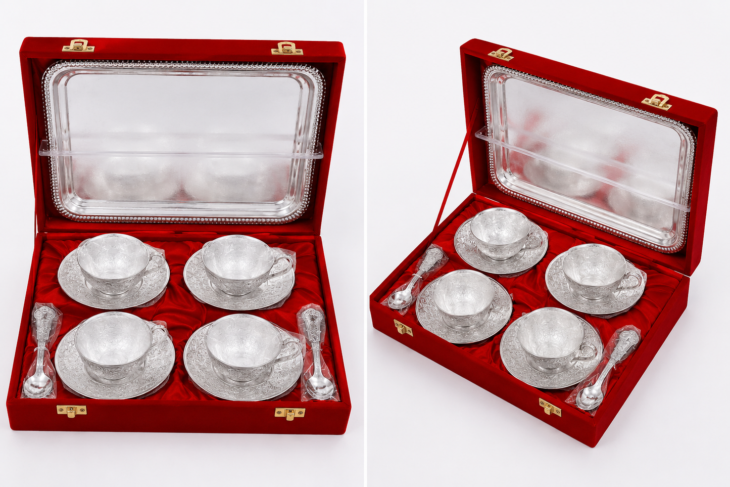 Fancy Silver Tea Brass Set Of 4 Bowls