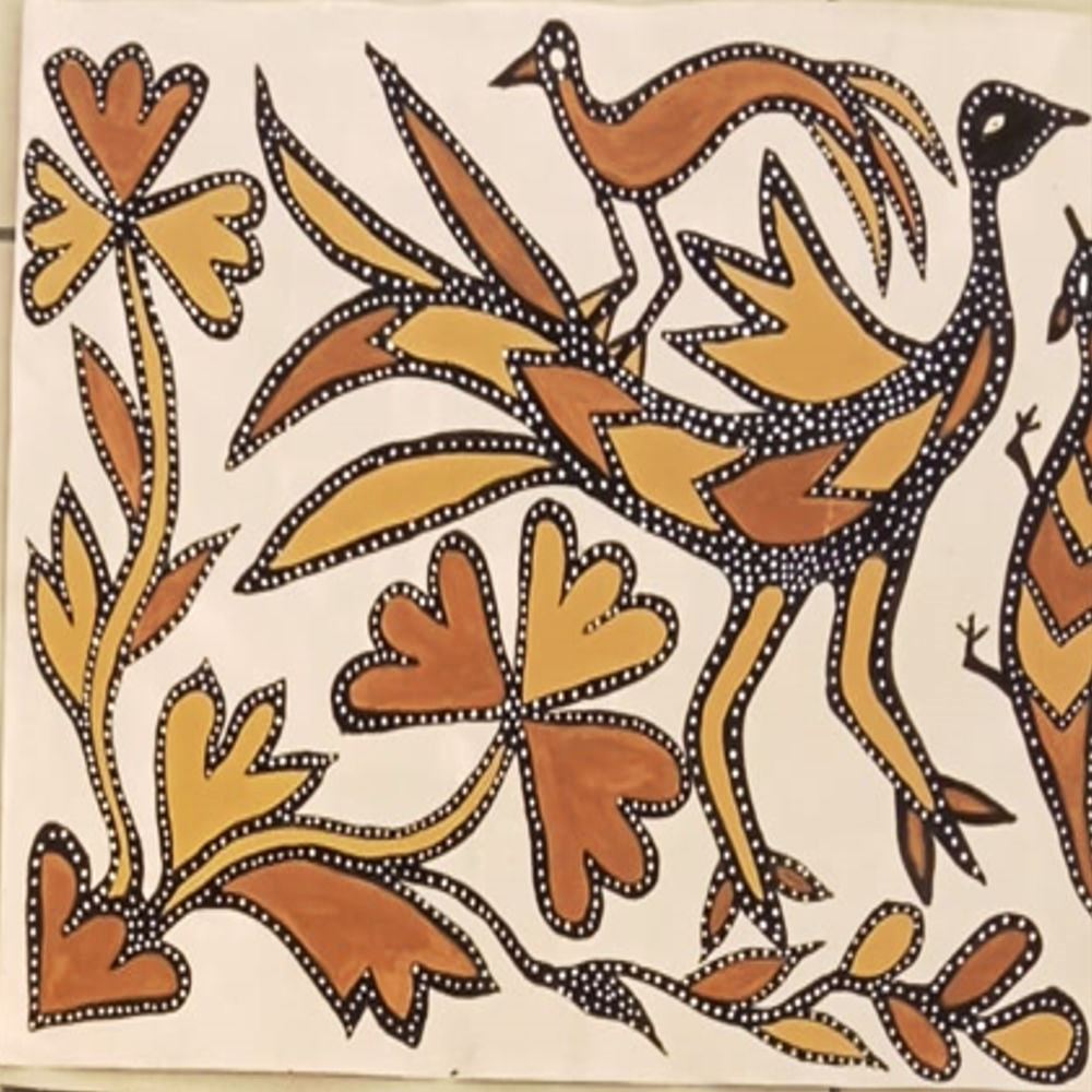 Peacock Family Khovar Painting