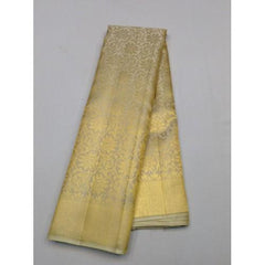 Handwoven Mulberry Silk Dharmavaram Handloom Pattu Sarees In Cream Colour With Ornate Border