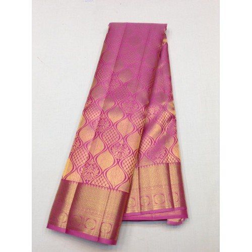 Handwoven Mulberry Silk Dharmavaram Handloom Pattu Sarees In Pink Colour With Ornate Border