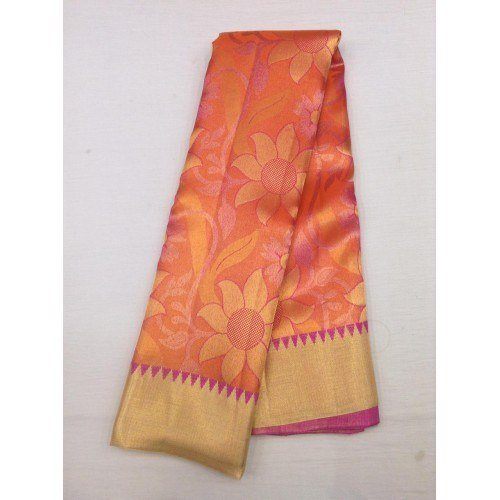 Beautiful Rust Brown Designer Dharmavaram Handloom Pattu Sarees with Ornate Golden Border
