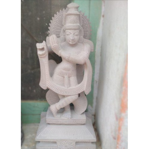 Traditional Artwork of Durgi Stone Carvings Lord Krishna Statue for Home Decor