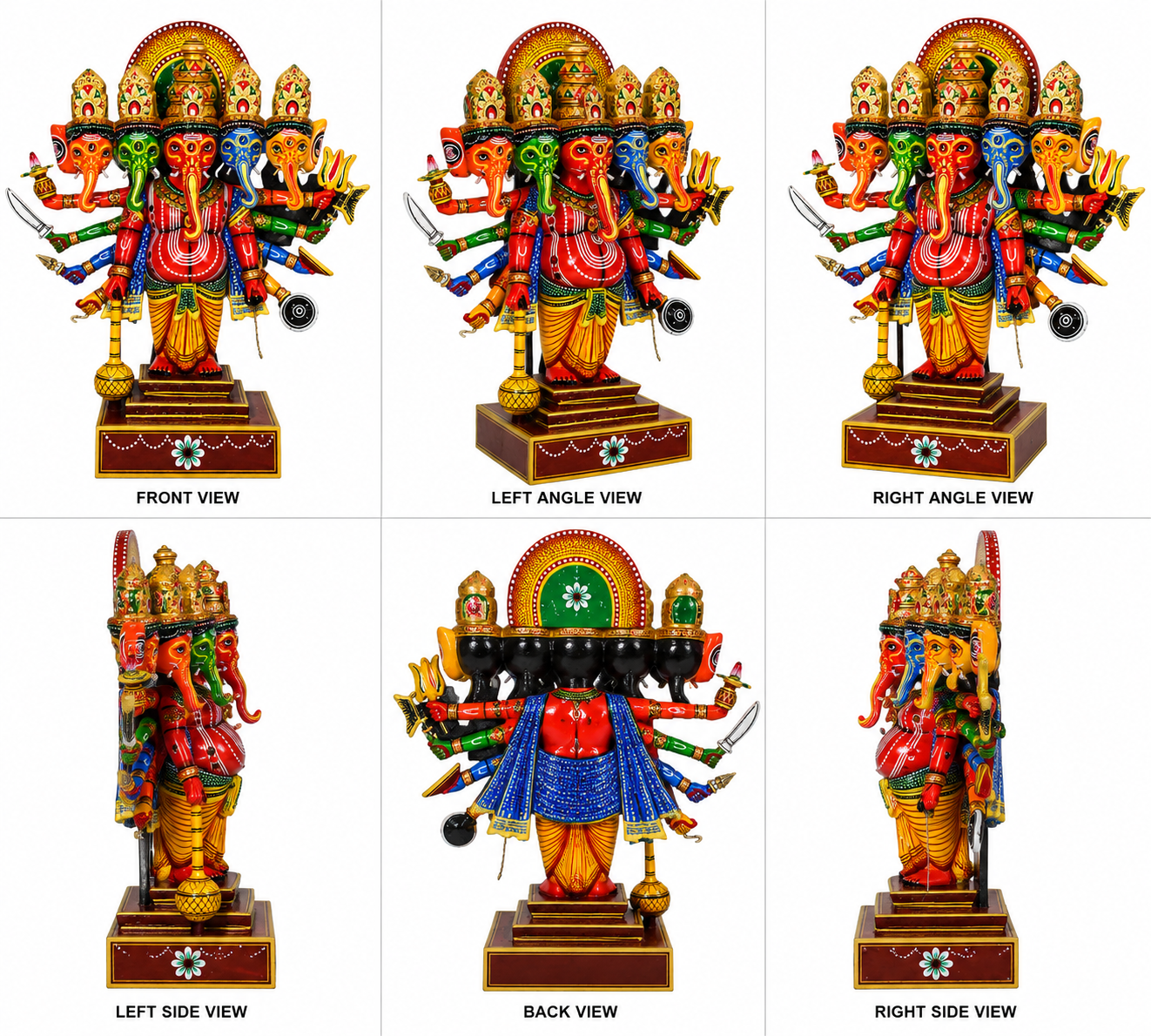 Panchamukhi Raudra Wooden Ganapathy
