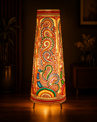 Andhra Pradesh Leather Puppetry Lamp Shade Peacock Wings Colorful Print