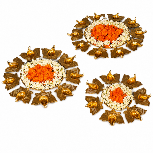 New Lotus Diya Urli (Golden/Multi) set of 3