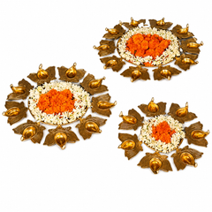 New Lotus Diya Urli (Golden/Multi) set of 3