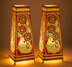 Andhra Pradesh Leather Puppetry Decorative Showpiece Lamp (Set of 2)