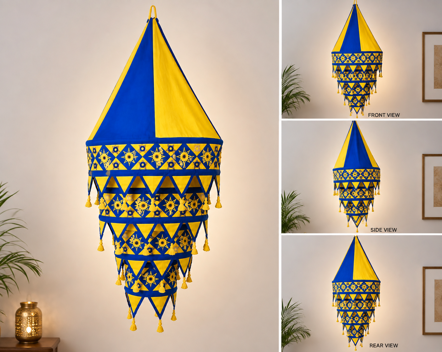 Cotton Lamp 4 Step Pipli Appliquie Work