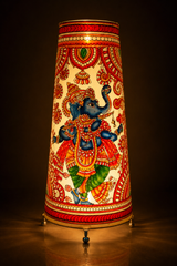 Andhra Pradesh Leather Puppetry Floral Ganesha With Flute Decorative Showpiece Lamp