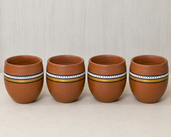 Handmade Eco-friendly Beautiful Black Pottery of Nizamabad Coffee Mug set of 4