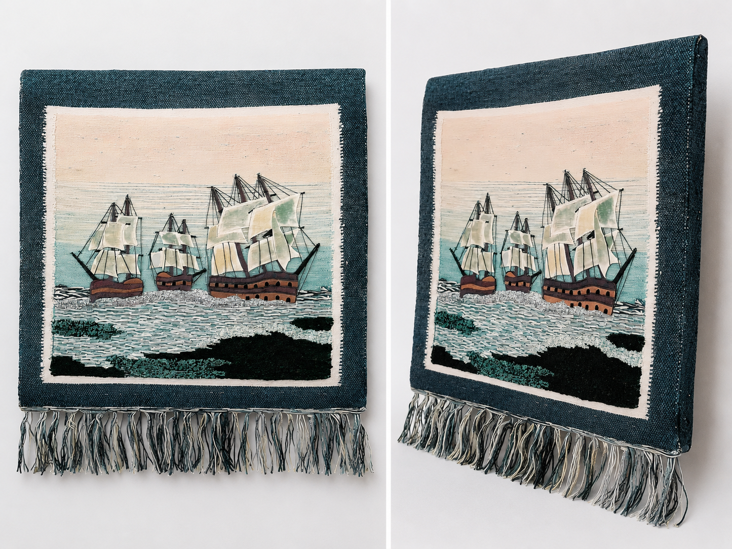 Jute Wall Hanging Ocean with Ships