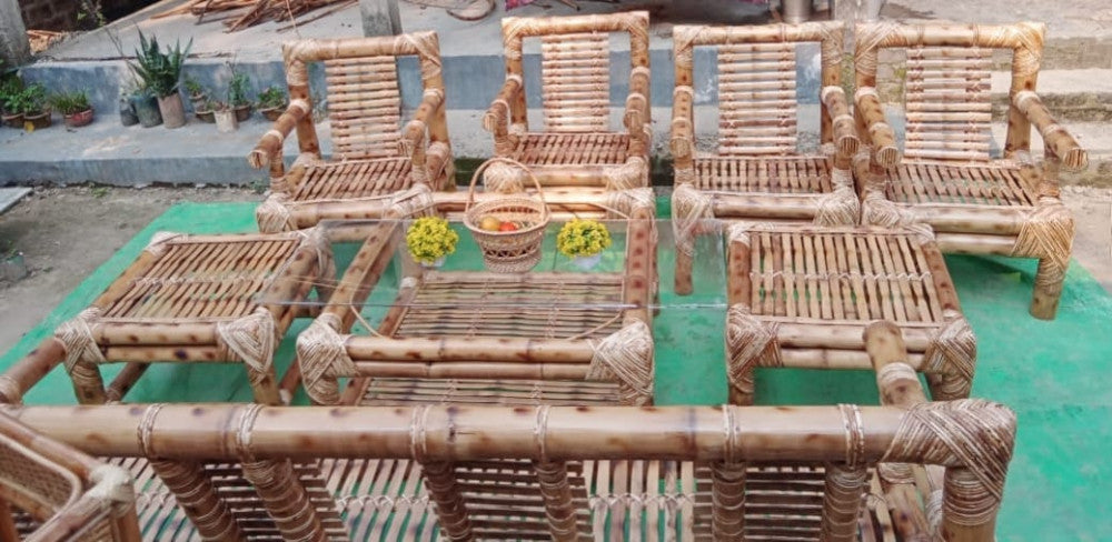 Eco Friendly Bamboo Hand Crafted sofa set 3 seater & 4 single 3 table