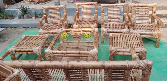 Eco Friendly Bamboo Hand Crafted sofa set 3 seater & 4 single 3 table