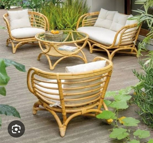 Eco Friendly Karimganj Cane and Bamboo Hand Crafted Garden sofa set 3 seater & 2 single 1 table
