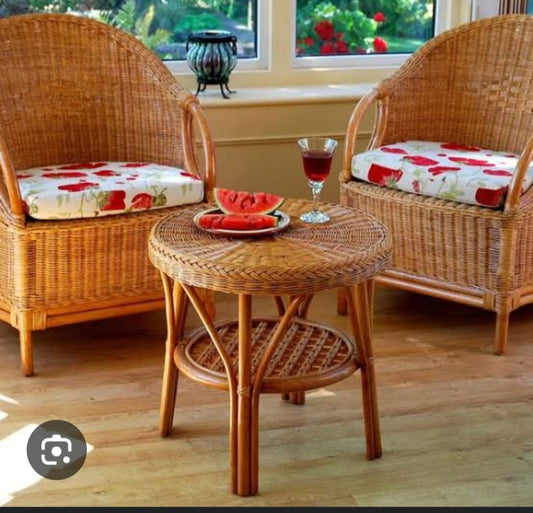 Eco Friendly Karimganj Cane and Bamboo Hand Crafted Malaysia single chair 2, 1 table