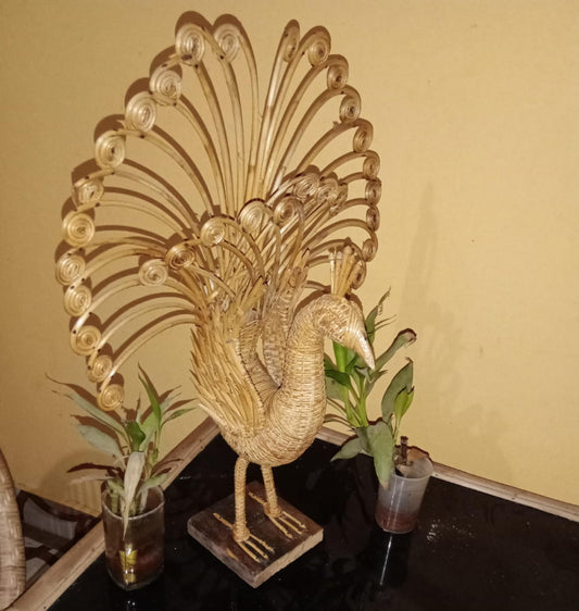 EcoFriendly Cane and Bamboo Beautiful Peacock