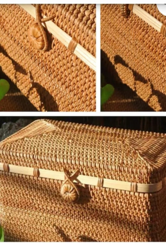 EcoFriendly Cane and Bamboo Storage Box