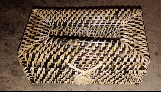 EcoFriendly Cane and Bamboo Tissue Holder